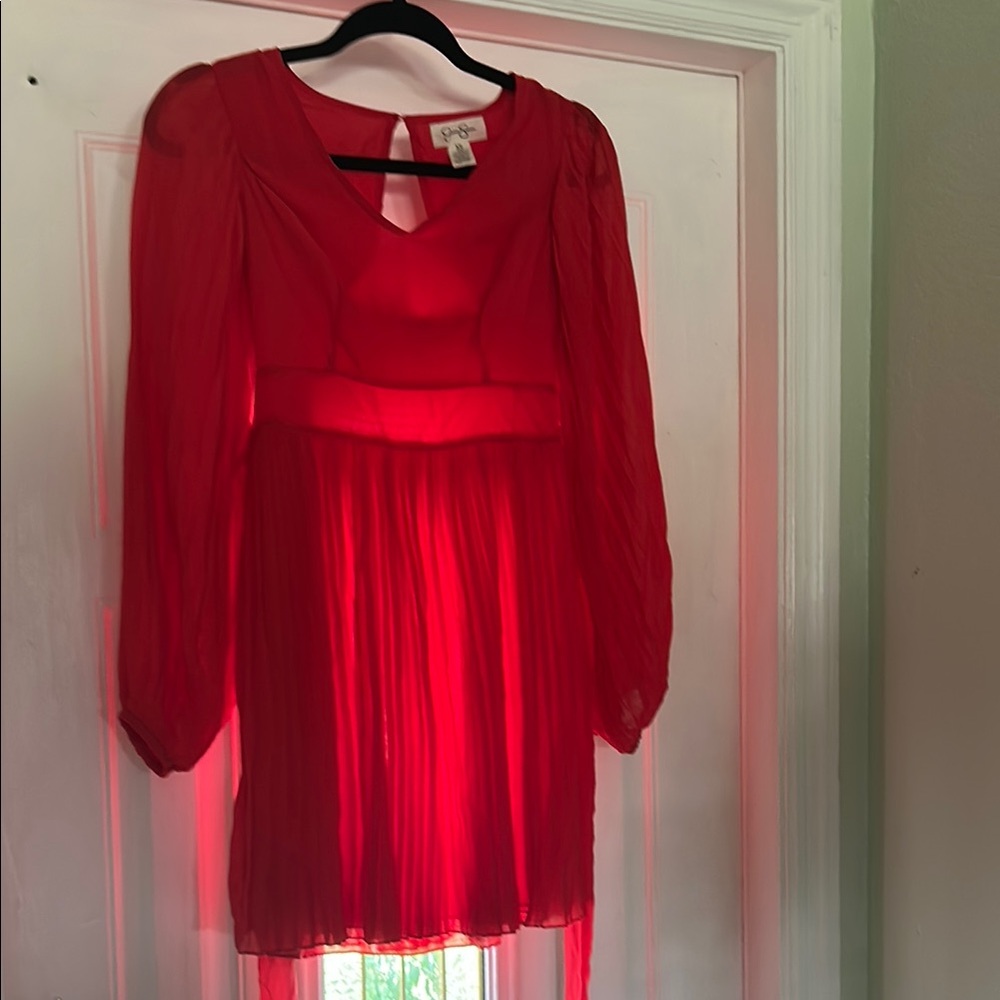 Elegant Red Long Sleeve Dress